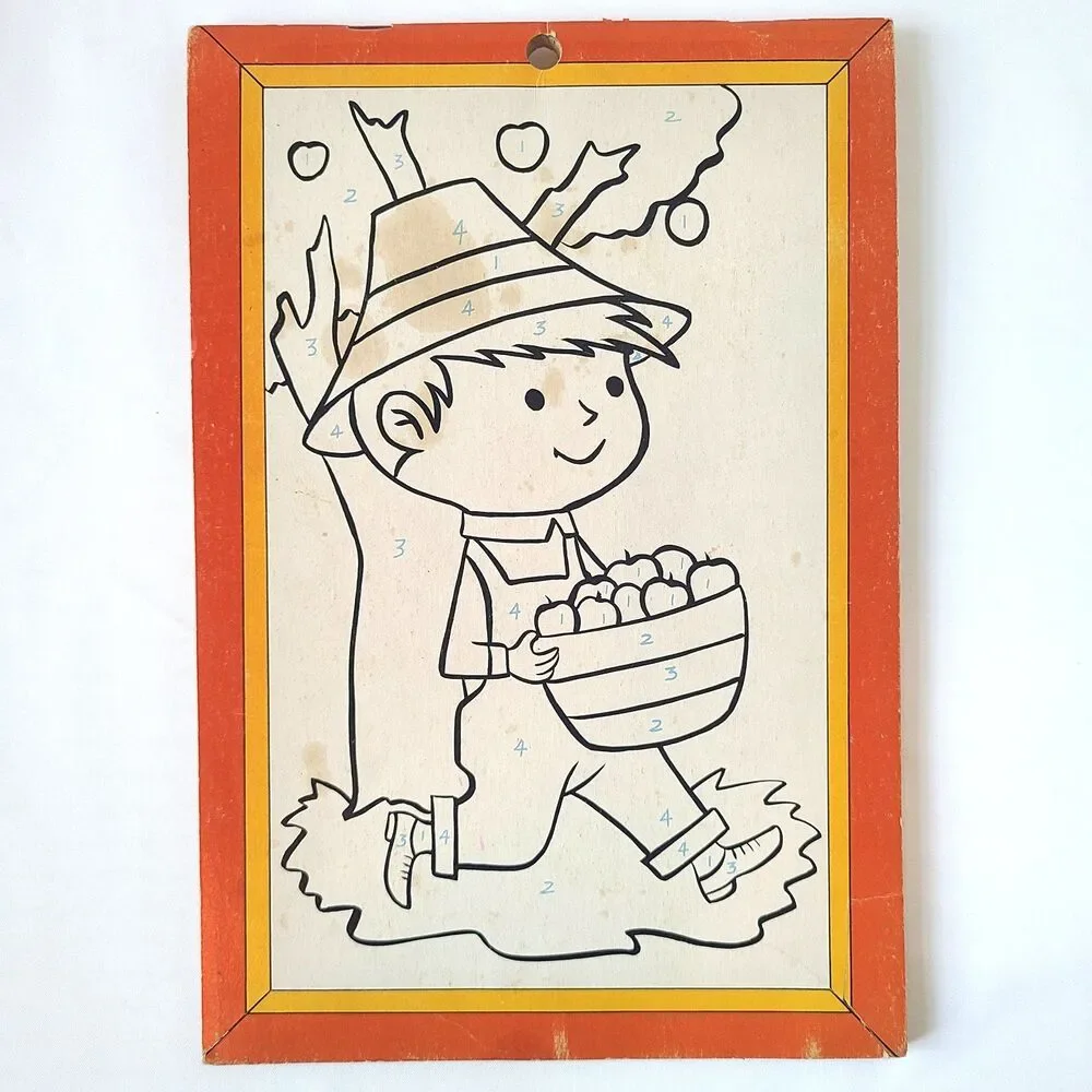 Vintage 1960s Childrens Color By The Numbers Coloring Activity Book Lowe Retro